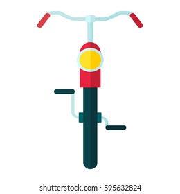 Bicycle front view. Flat vector cartoon illustration. Objects isolated on a white background.