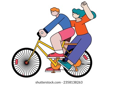 bicycle fun flat character illustration