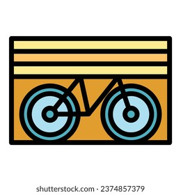 Vector de contorno del icono del garaje de bicicletas. Zona del parque. Color del lugar de la estación