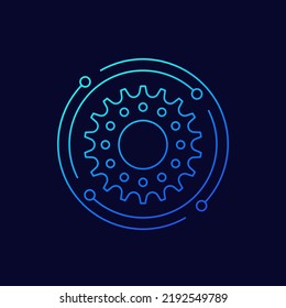 Bicycle Gear Or Sprocket Icon, Linear Design