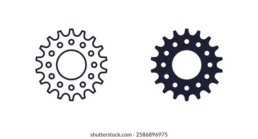 Bicycle gear or sprocket icon in two styles