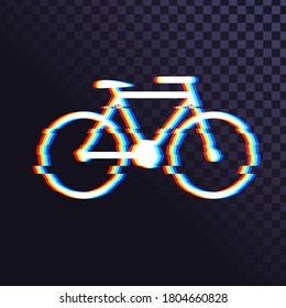 Fahrradglitch-Leuchteffekt-Symbol auf transparentem Hintergrund