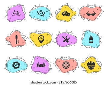 bicycle glyph vector icons on color bubble shapes isolated on white background. bicycle icon set for web design, mobile apps and ui design