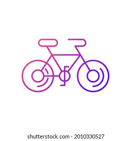 Bicycle gradient linear vector icon. Taiwan cycling travel. Riding round entire world. Asian journey. Thin line customizable illustration. Isolated vector contour symbol for light mode.