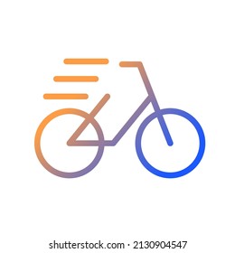 Bicycle gradient linear vector icon  Pedal cycle  Transportation   recreation  Sport activity  Dynamic movement  Thin line color symbol  Modern style pictogram  Vector isolated outline drawing