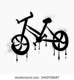 Bicycle graffiti drawn with black spray paint