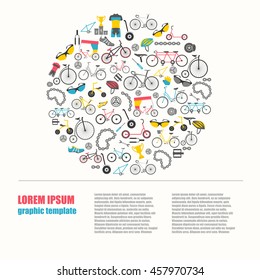 Bicycle graphic design. Bike types. Vector illustration flat design