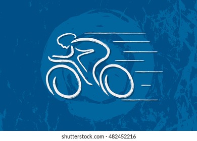 Bicycle graphic using brush stoke line to design and form the shape of Biking.