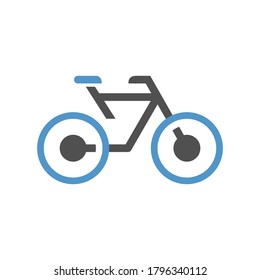 Bicicleta - icono azul gris aislado en fondo blanco