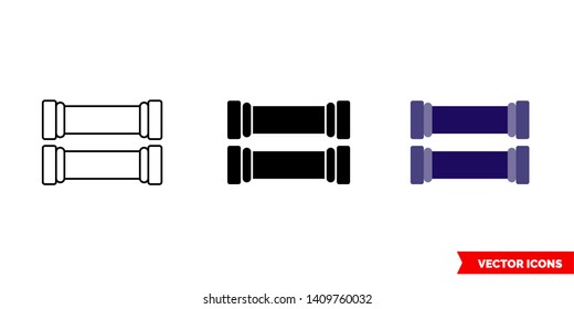 Bicycle grips icon of 3 types: color, black and white, outline. Isolated vector sign symbol.