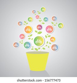 bicycle growing in a plant