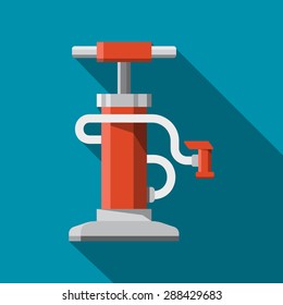 Bicycle Hand Air Pump.Vector Flat Icon