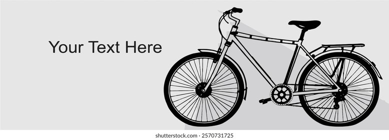 Bicycle hand copy space. Sport Mountain bike symbol of ecological transport and active lifestyle. World Bicycle Day poster, banner or card. Health, Equity, and Sustainability icon. EPS 10.