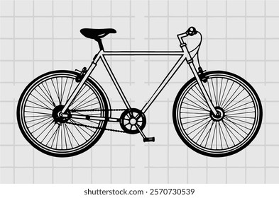 Bicycle hand drawn image. Sport Mountain bike symbol of ecological transport and active lifestyle. World Bicycle Day poster, banner or card. Health, Equity, and Sustainability icon. EPS 10.