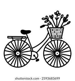 A bicycle Hand drawn line art Paris Illustration