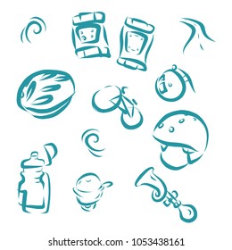 Bicycle hand drawn vector icons