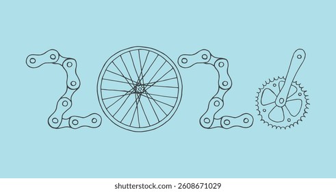 Bicycle Happy New Year 2026 blue background