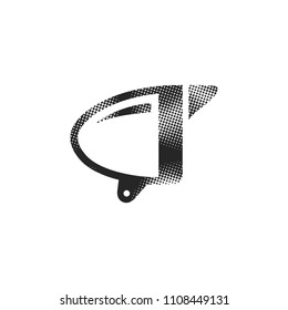 Bicycle head lamp icon in halftone style. Black and white monochrome vector illustration.