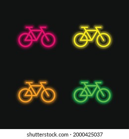 Bicycle Healthy Transport four color glowing neon vector icon