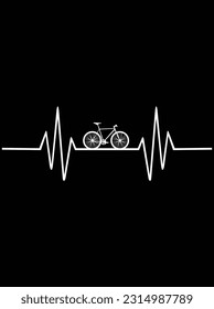 Bicycle heartbeat vector art design, eps file. design file for t-shirt. SVG, EPS cuttable design file svg