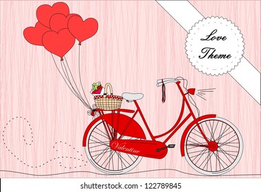 Bicycle with heart-shape balloons