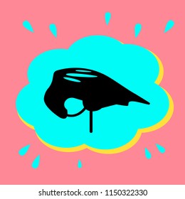 Bicycle helmet. Black icon in a bubble on a pink background. Vector