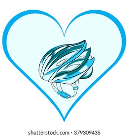 Bicycle helmet in a heart