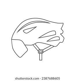 Bicycle helmet line icon isolated on white background vector sign
