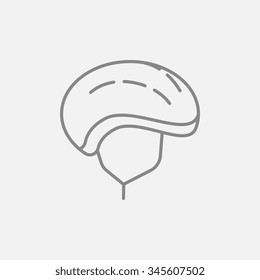 Bicycle helmet line icon for web, mobile and infographics. Vector dark grey icon isolated on light grey background.
