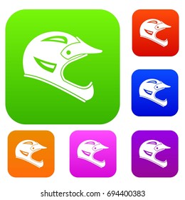 Bicycle helmet set icon in different colors isolated vector illustration. Premium collection