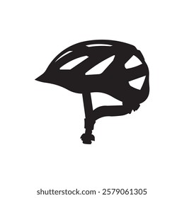 Bicycle helmet silhouette flat icon vector design illustration, headgear silhouette icon illustration. 