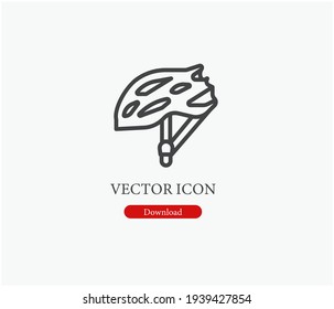 Bicycle helmet vector icon.  Editable stroke. Linear style sign for use on web design and mobile apps, logo. Symbol illustration. Pixel vector graphics - Vector