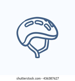 Icono de esbozo vectorial de casco de bicicleta aislado en el fondo. Icono de casco de bicicleta dibujado a mano. Icono de boceto de casco de bicicleta para infografía, sitio web o aplicación.