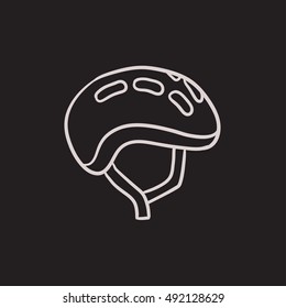 Fahrradhelm, Vektorgrafik Symbol einzeln auf Hintergrund. Handgezeichneter Fahrradhelm-Symbol. Fahrradhelm-Skizze für Infografik, Website oder App.