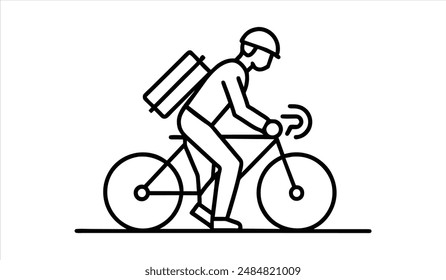 bicycle in his hands icon. Editable stroke. Vector illustration.