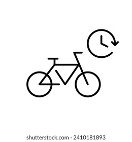 Bicycle hourly rental service. Pixel perfect, editable stroke icon