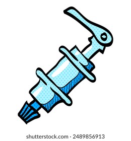 Bicycle hub halftone icon hand drawn color vector illustration