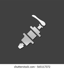 Bicycle hub icon in metallic grey color style. Transportation sport parts
