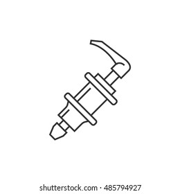 Bicycle hub icon in thin outline style. Transportation sport spare parts wheel