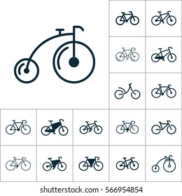 bicycle icon, bike set on white background