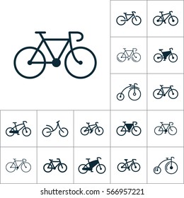 bicycle icon, bike set on white background