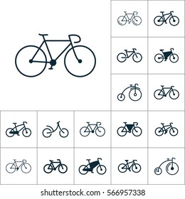 bicycle icon, bike set on white background