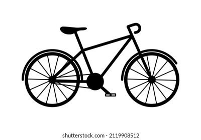 Bicycle Icon. Bike Silhouette. Bycicle Sign. Mountain Bicycle. Illustration For Road, Race And Sport. Black Pictogram Symbol. Isolated Logo On White Background. Vector.