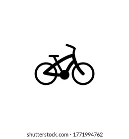 Bicycle icon in black flat glyph, filled style isolated on white background