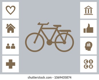 Bicycle Icon With Bonus Icons. Eps-10.