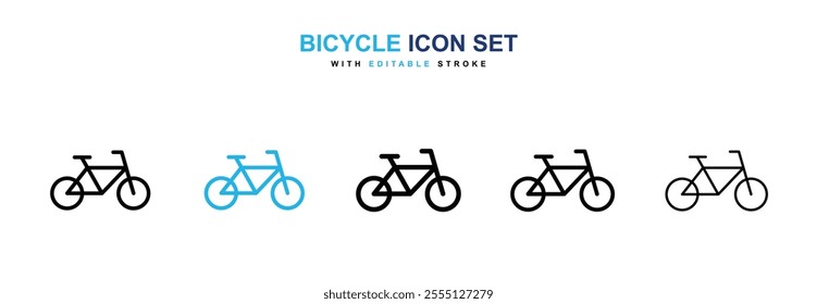 Bicycle icon collection in black and blue colors