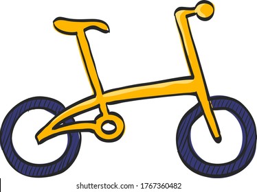 Bicycle icon in color drawing. Sport cycling road city urban folding foldable working