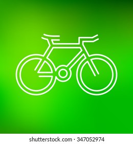 Bicycle icon. Cycle sign. Mountain bike symbol. Thin line icon on green background. Vector illustration.