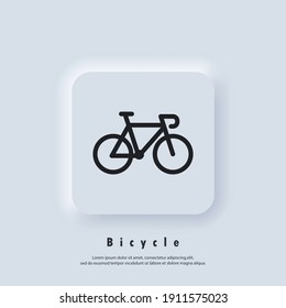 Bicycle icon. Cycling. Bike sign. Bycicle logo. Vector. UI icon. Neumorphic UI UX white user interface web button. Neumorphism