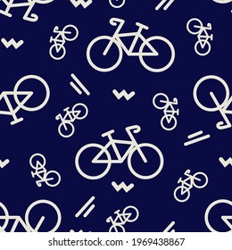 Bicycle icon cycling illustration seamless vector pattern design. Suited for background, textile, and wrapping paper.